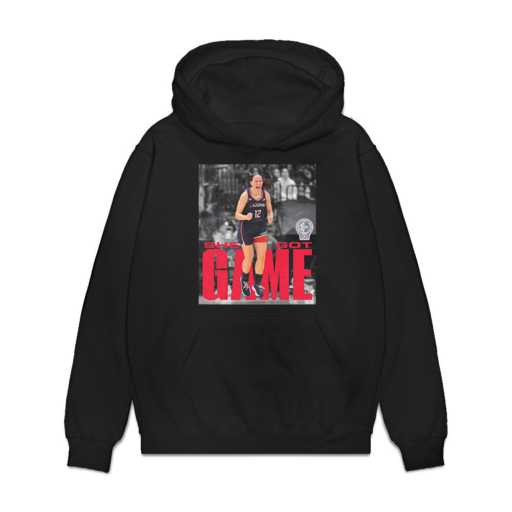 UConn - NCAA Women's Basketball : Ashlynn Shade - NCAA® National Champs Photo Collection - She Got Game Premium Hooded Sweatshirt-0