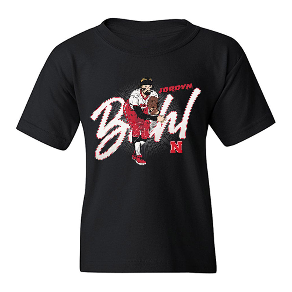 Nebraska - NCAA Softball : Jordyn Bahl - Caricature Youth T-Shirt-0