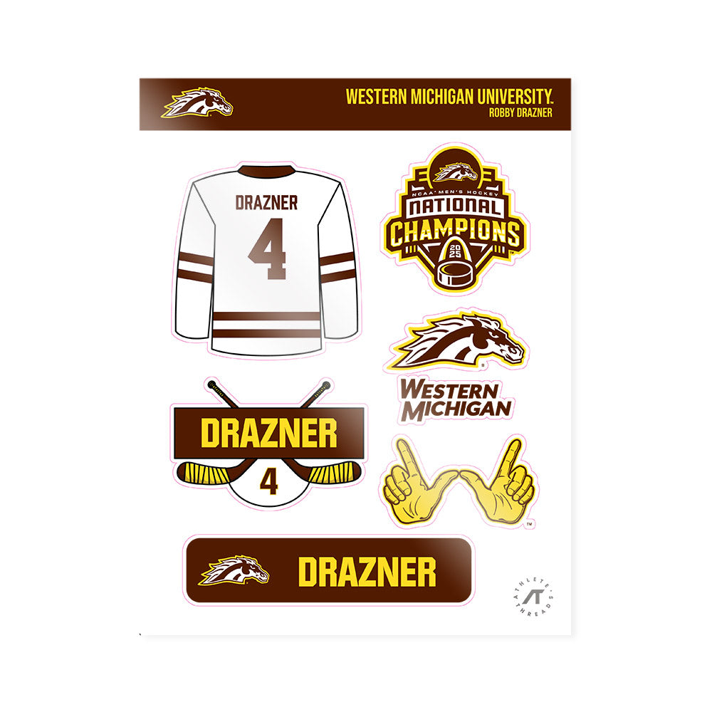 Western Michigan - NCAA Men's Ice Hockey : Robby Drazner - National Champions Sticker Sheet-0