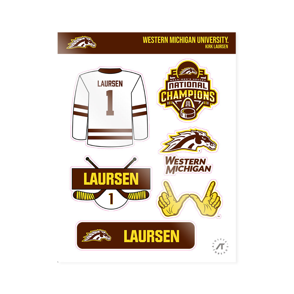 Western Michigan - NCAA Men's Ice Hockey : Kirk Laursen - National Champions Sticker Sheet-0
