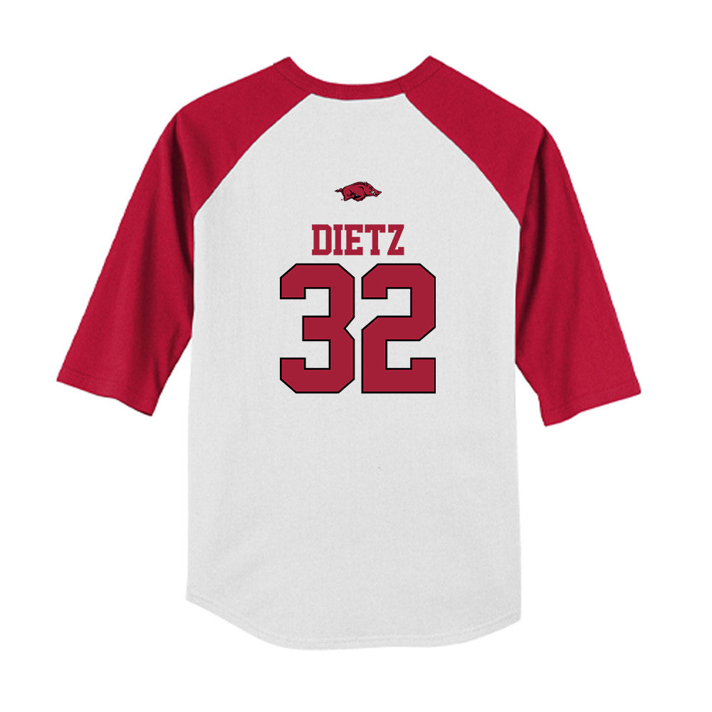 Arkansas - NCAA Baseball : Hunter Dietz - USA Youth Raglan T-Shirt-1