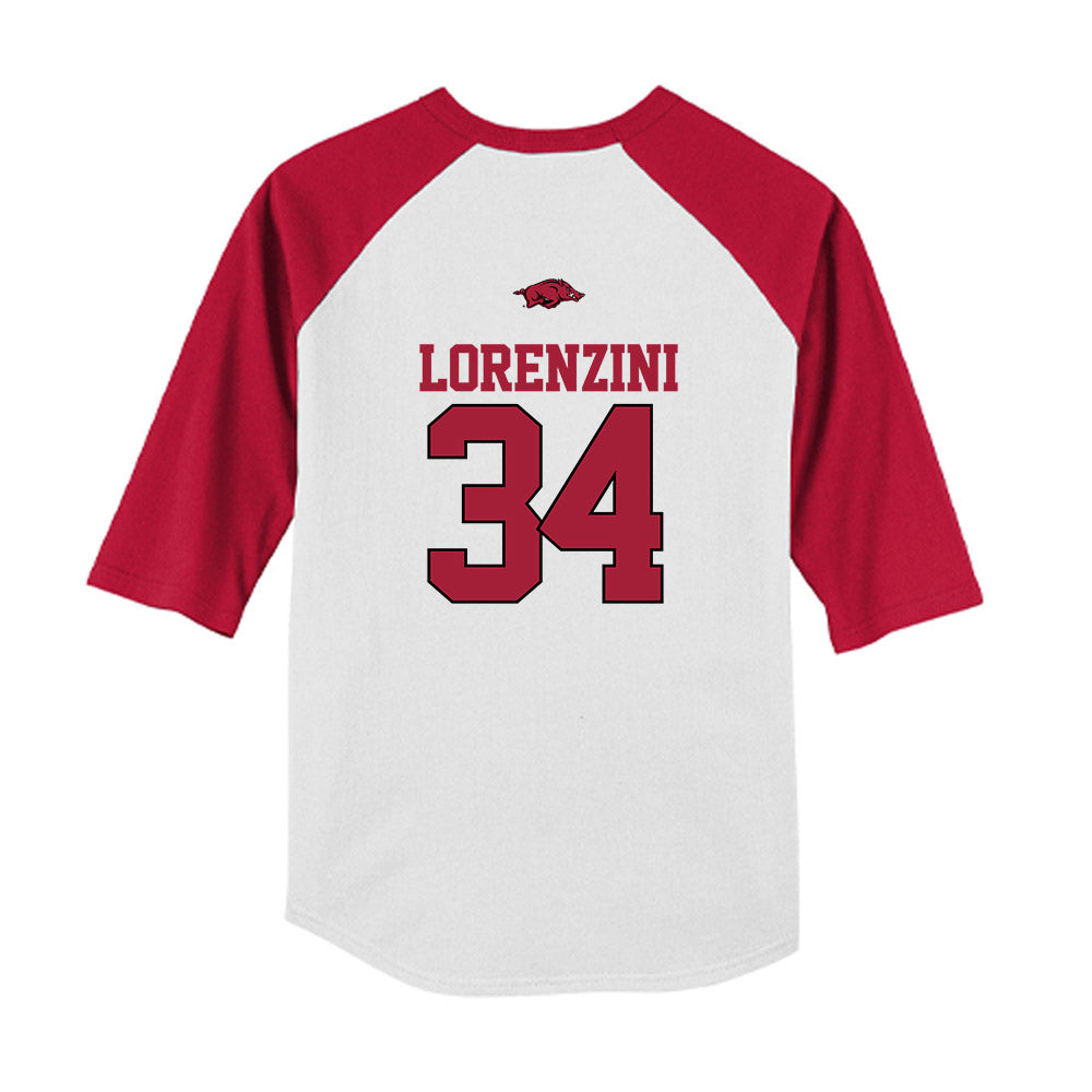 Arkansas - NCAA Baseball : Joey Lorenzini - USA Youth Raglan T-Shirt-1