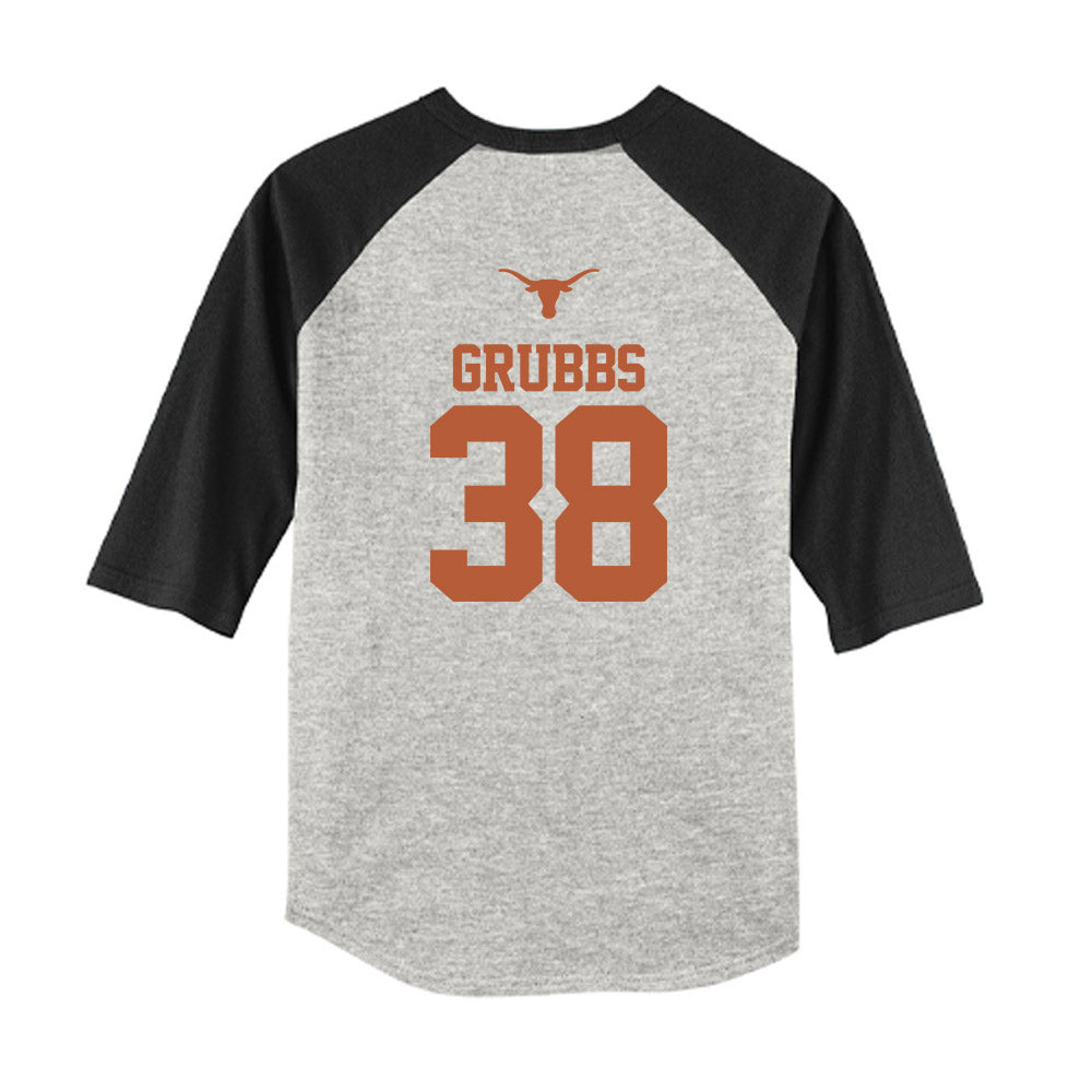 Texas - NCAA Baseball : Max Grubbs - USA Raglan Youth Raglan T-Shirt-1