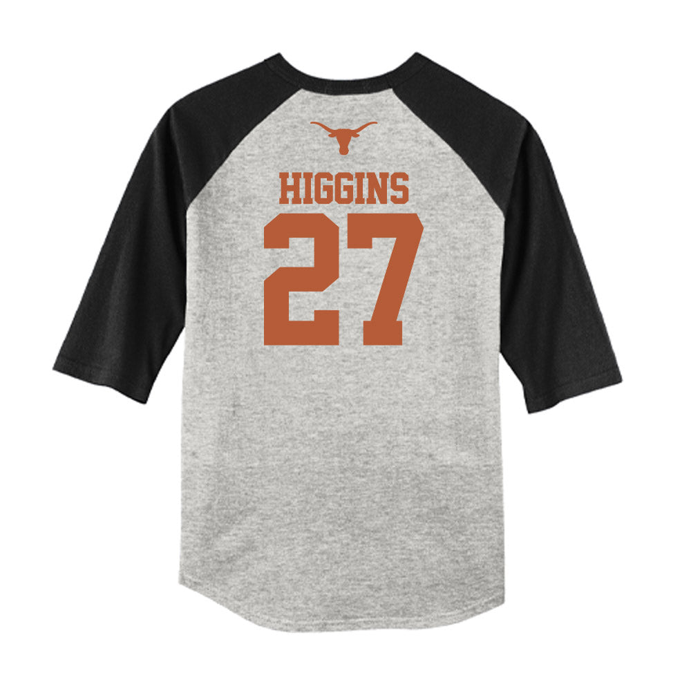 Texas - NCAA Baseball : Cal Higgins - USA Raglan Raglan Shirt-1
