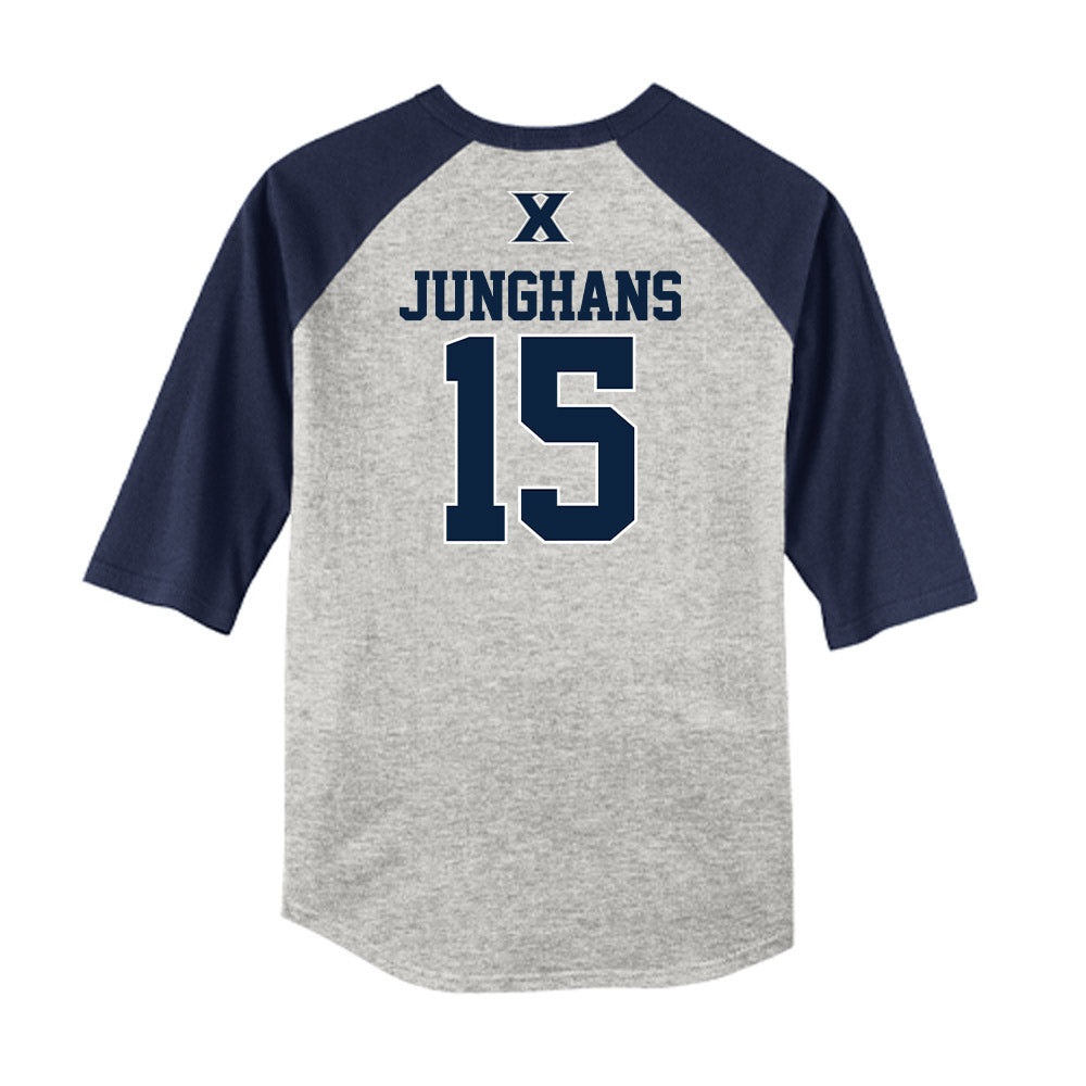 Xavier - NCAA Baseball : Alex Junghans - USA Raglan Shirt-1