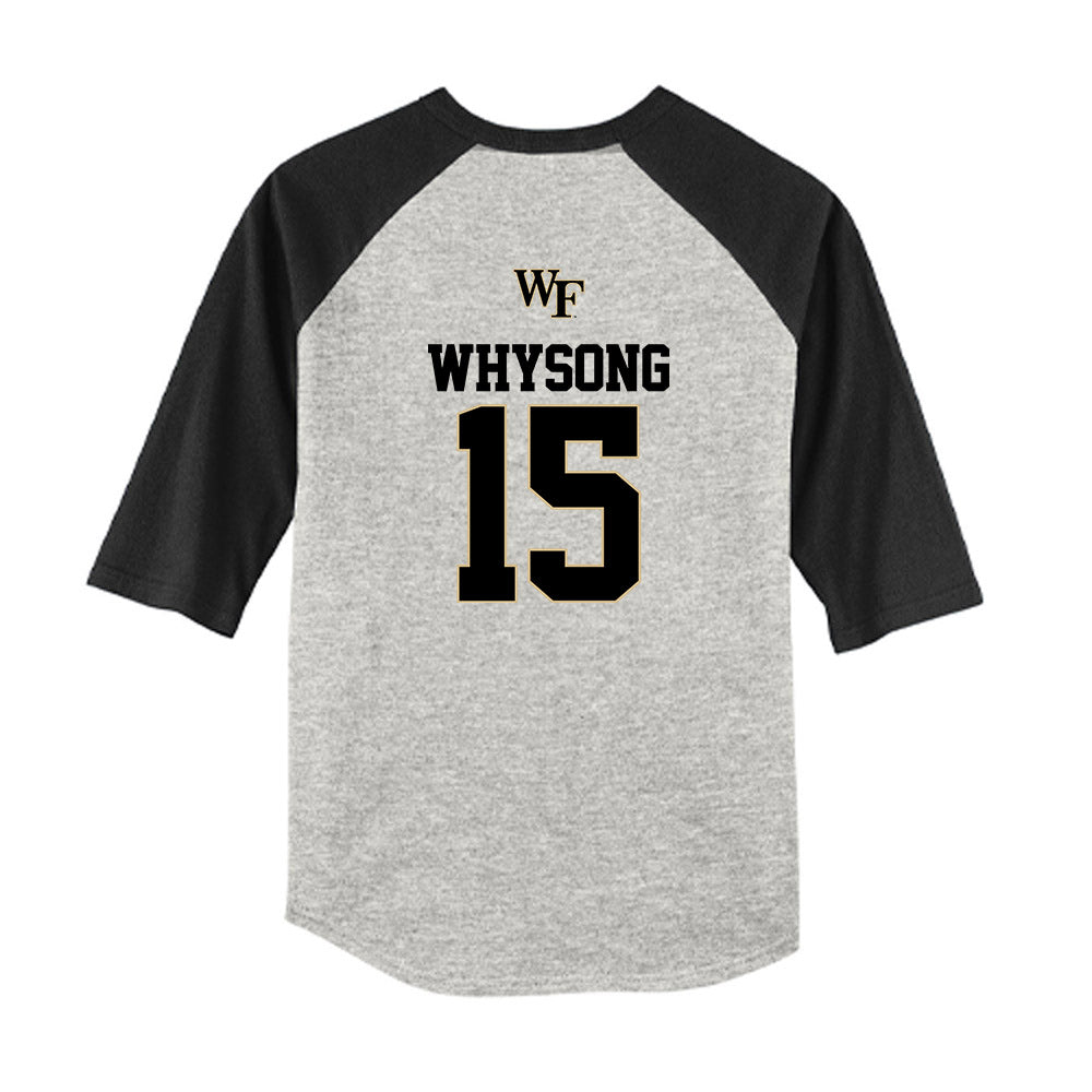 Wake Forest - NCAA Baseball : Nate Whysong - USA Youth Raglan T-Shirt-1