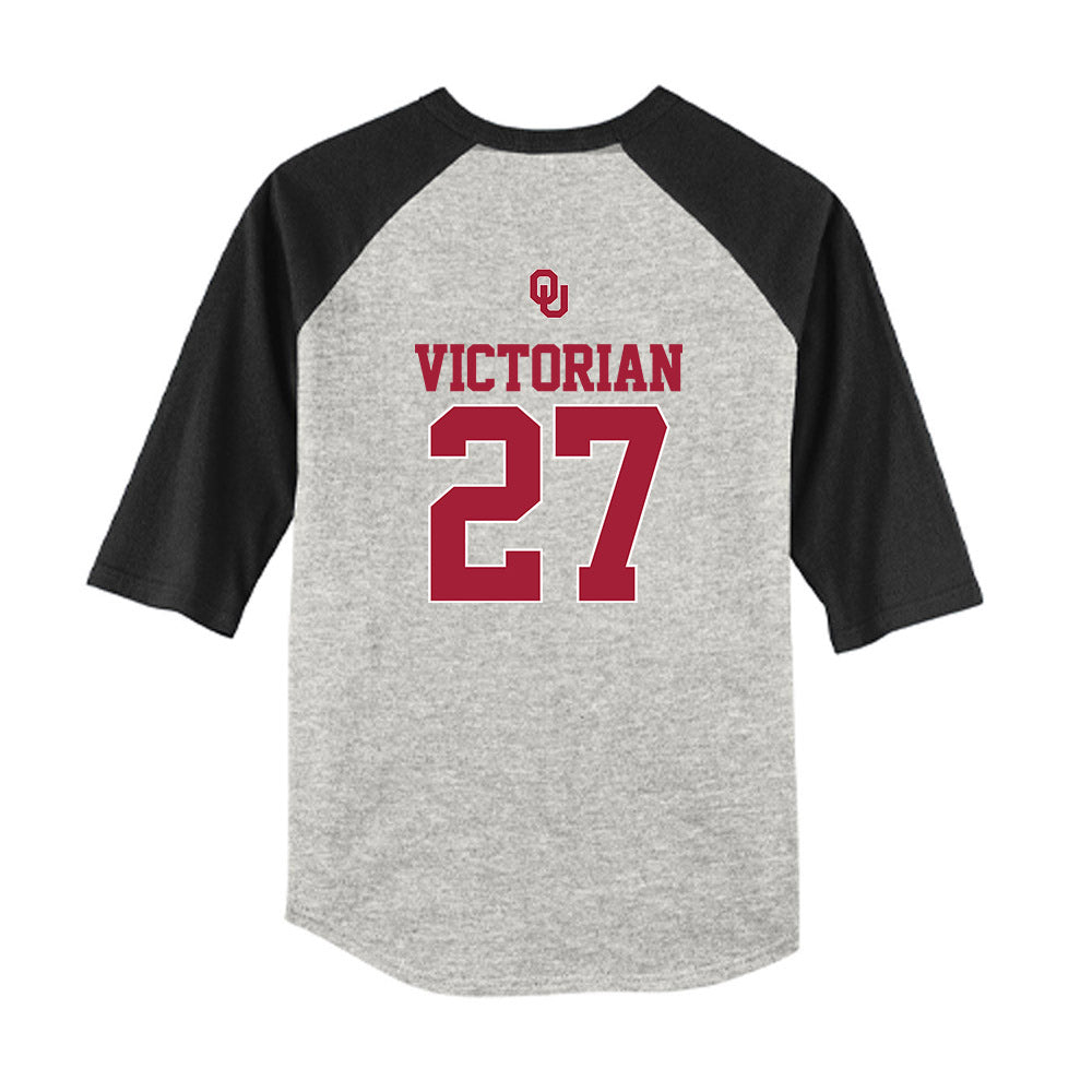 Oklahoma - NCAA Baseball : Landon Victorian - USA Youth Raglan T-Shirt-1