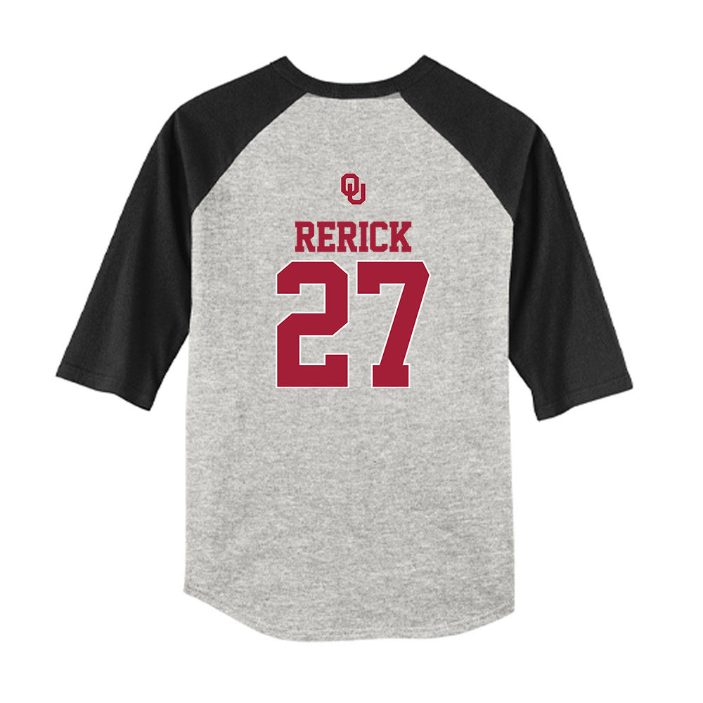 Oklahoma - NCAA Baseball : Drew Rerick - USA Youth Raglan T-Shirt-1