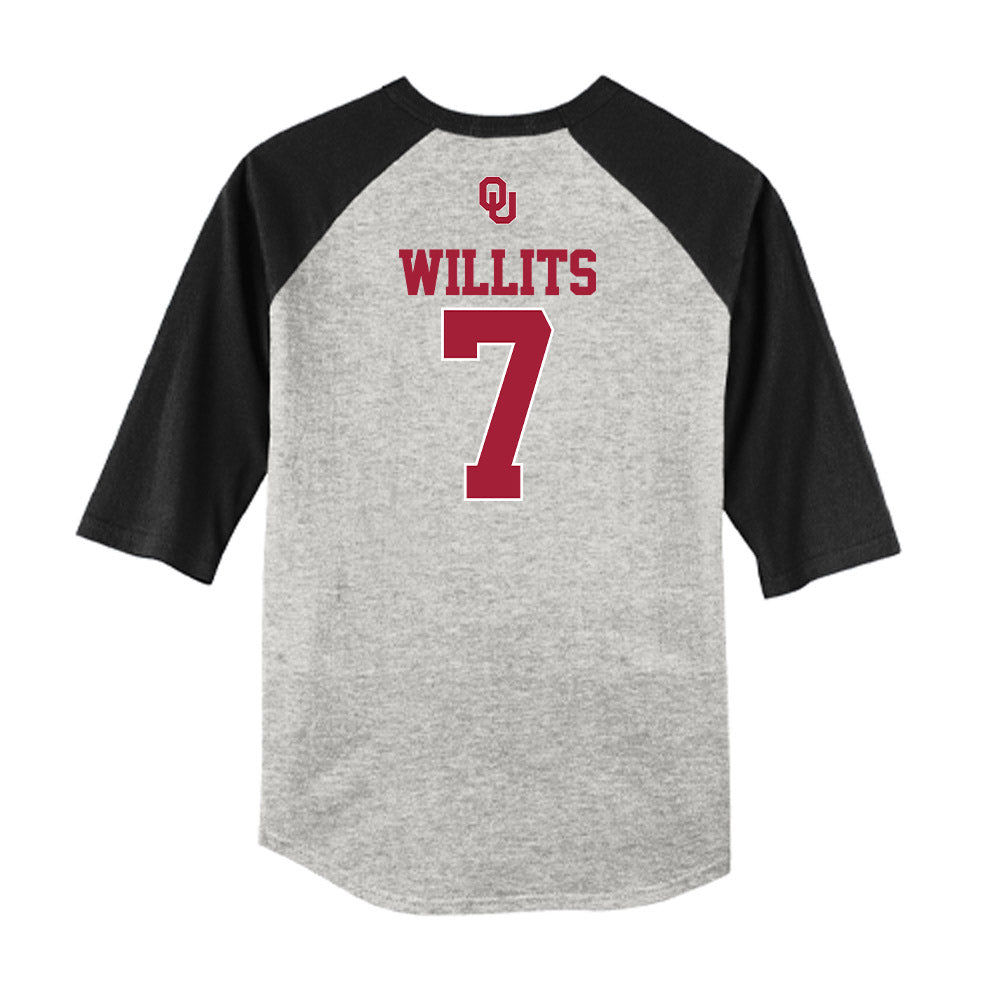 Oklahoma - NCAA Baseball : Jaxon Willits - USA Raglan Shirt-1