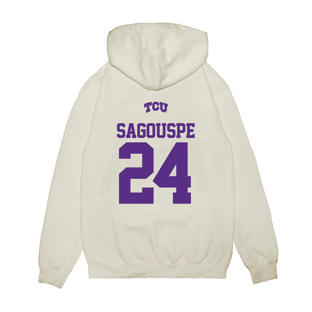 TCU - NCAA Baseball : Tanner Sagouspe - USA Raglan Premium Hooded Sweatshirt-1