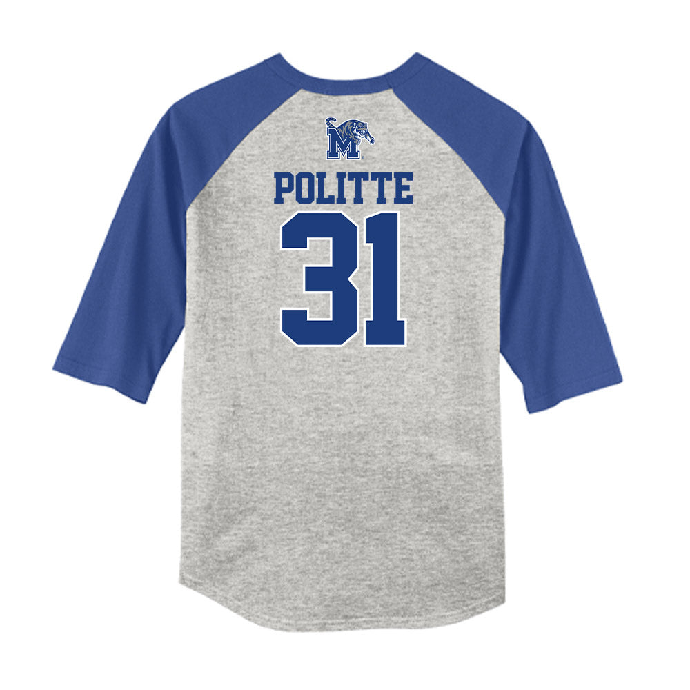 Memphis - NCAA Baseball : Michael Politte - USA Raglan Raglan Shirt-1