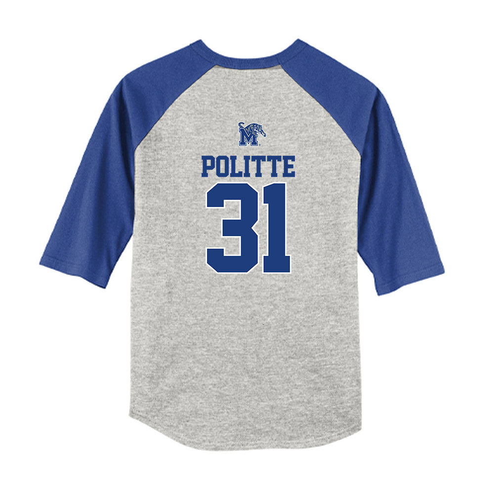 Memphis - NCAA Baseball : Michael Politte - USA Raglan Youth Raglan T-Shirt-1