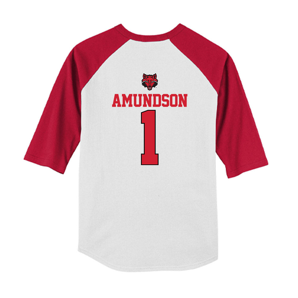 Arkansas State - NCAA Baseball : Kaden Amundson - USA Raglan Youth Raglan T-Shirt-1