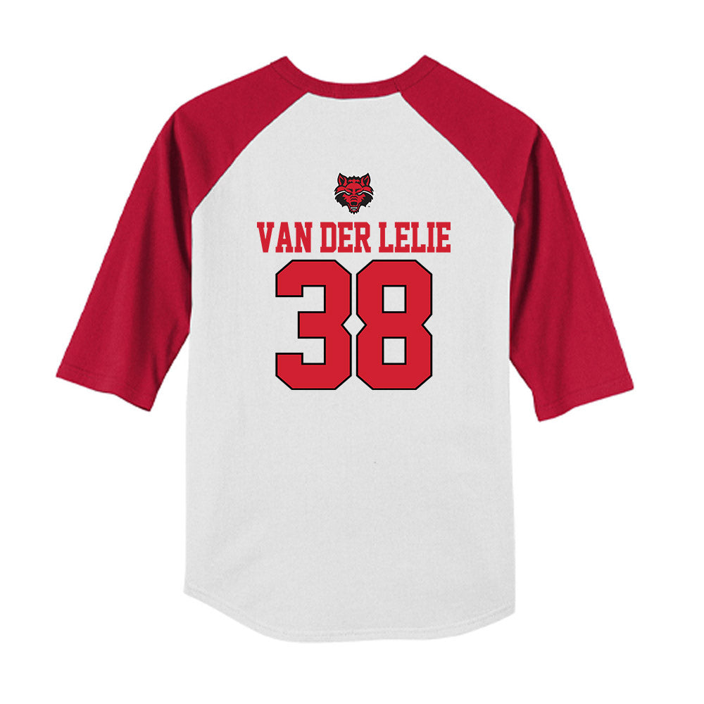 Arkansas State - NCAA Baseball : Jelle van der Lelie - USA Raglan Youth Raglan T-Shirt-1