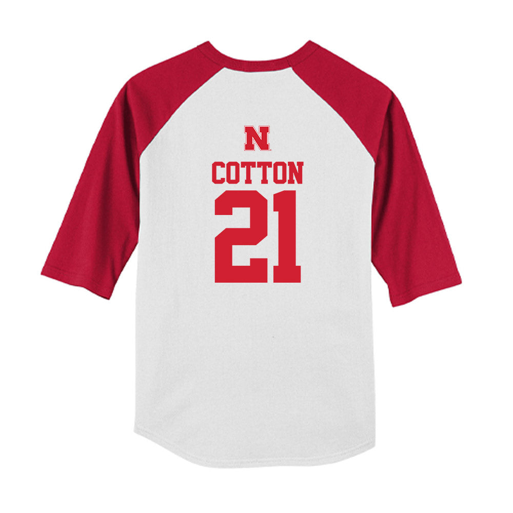 Nebraska - NCAA Baseball : Jaron Cotton - USA Raglan Youth Raglan T-Shirt-1