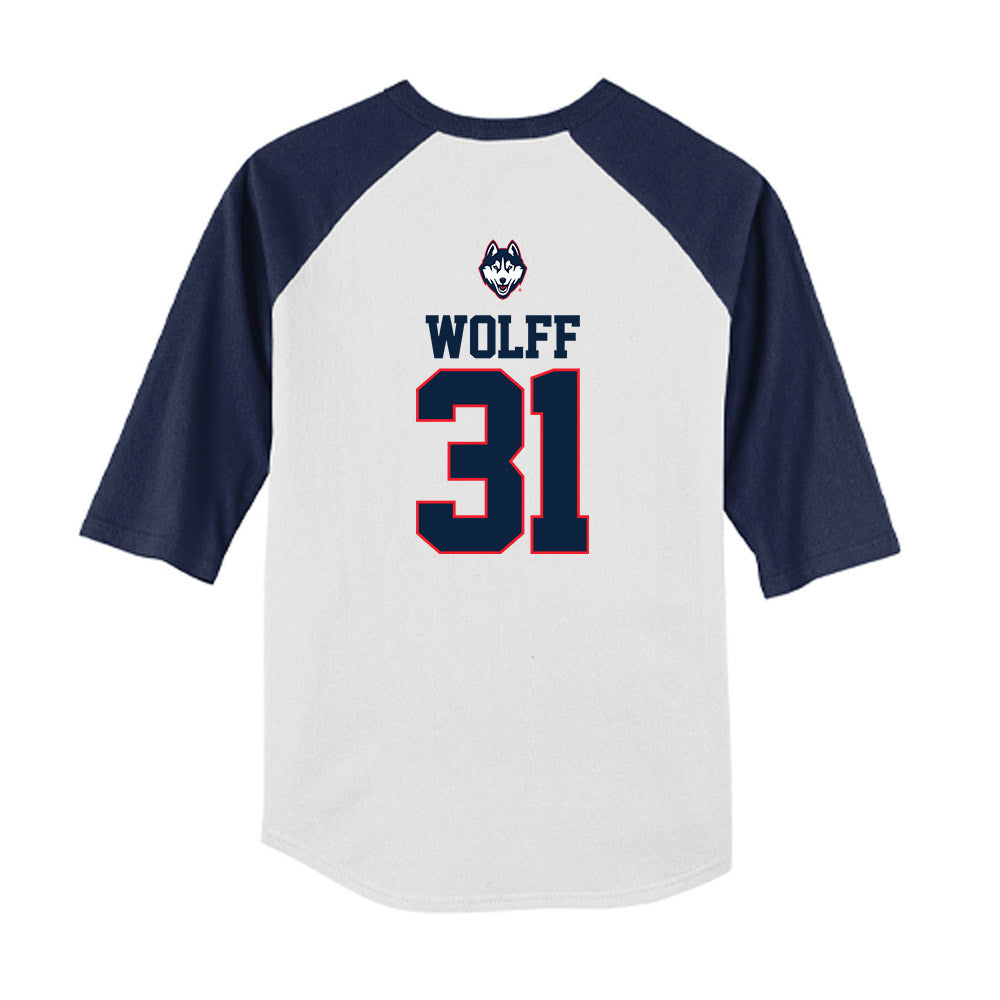 UConn - NCAA Baseball : Devin Wolff - USA Raglan Youth Raglan T-Shirt-1