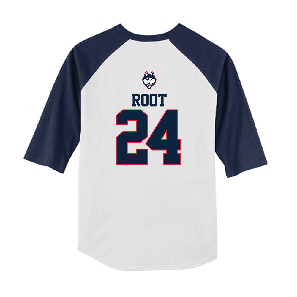 UConn - NCAA Baseball : Beau Root - USA Raglan Youth Raglan T-Shirt-1