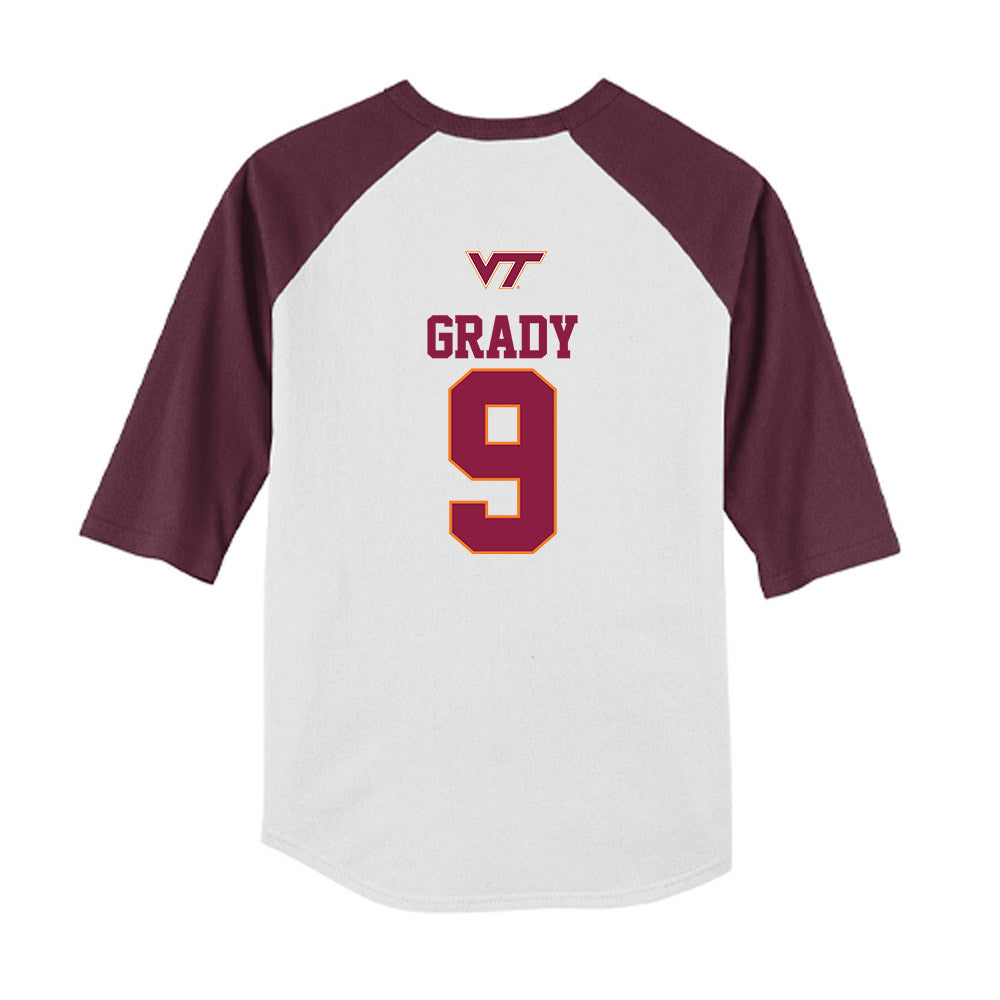 Virginia Tech - NCAA Baseball : Clay Grady - USA Youth Raglan T-Shirt-1