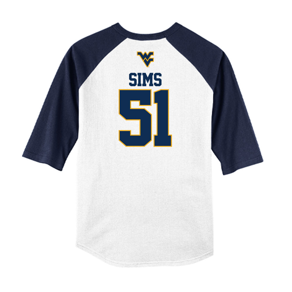 West Virginia - NCAA Baseball : Colton Sims - USA Raglan Raglan Shirt-1