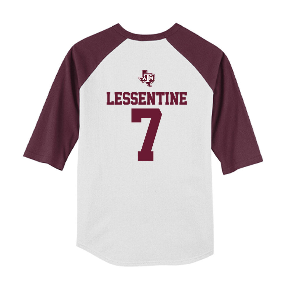 Texas A&M - NCAA Softball : Sydney Lessentine - USA Youth Raglan T-Shirt-1