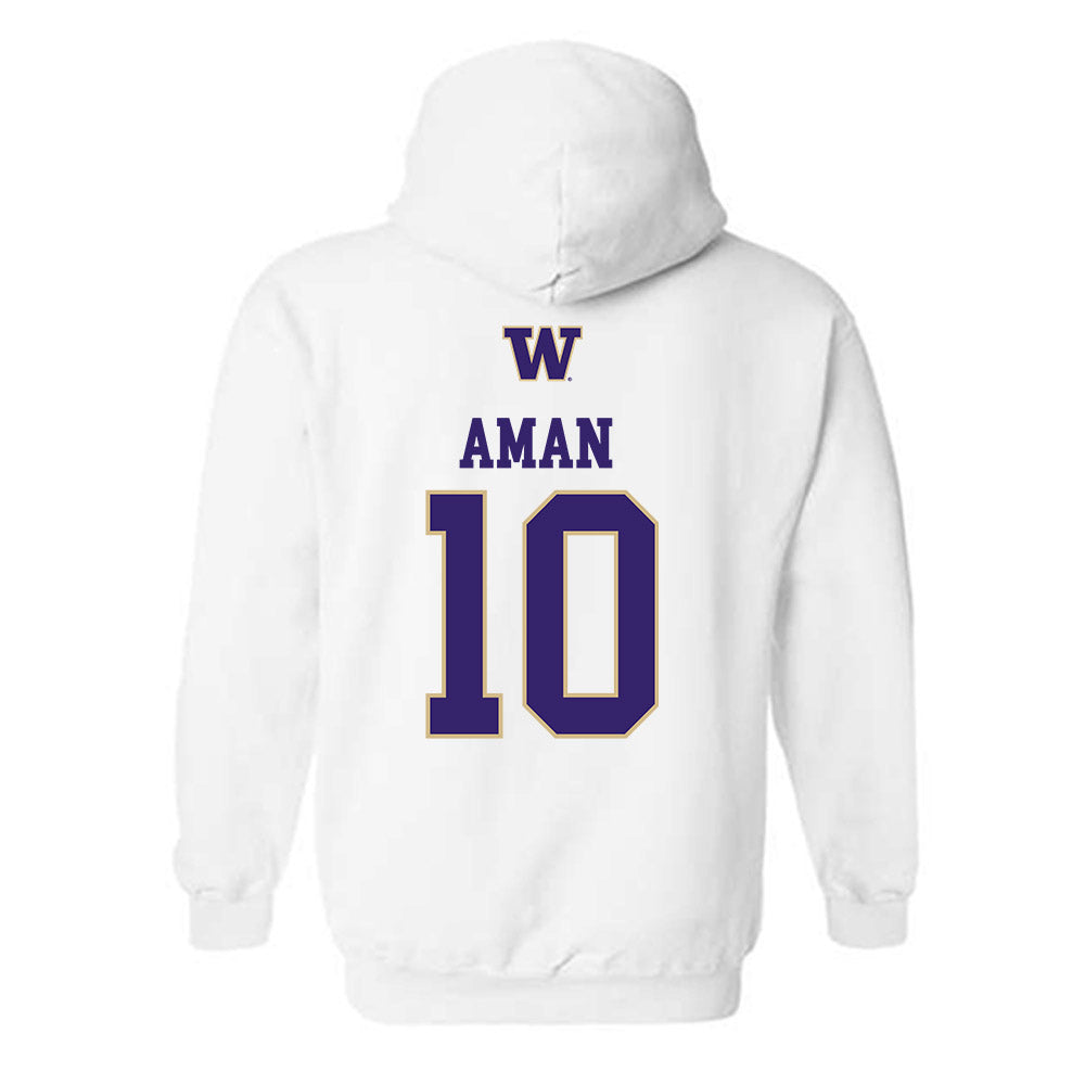 Washington - NCAA Men's Soccer : Richie Aman - Sports Shersey Hooded Sweatshirt-1