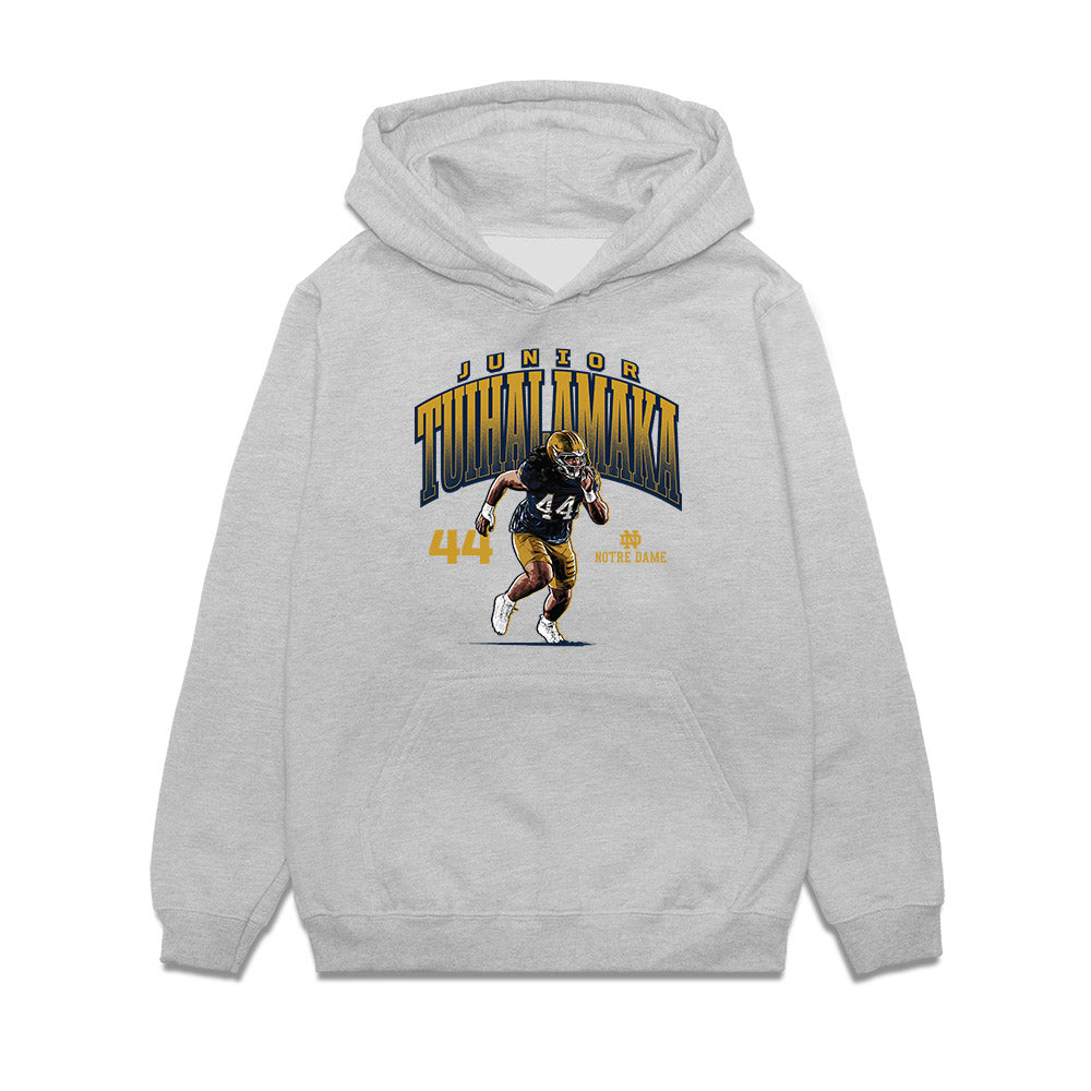 Notre Dame - NCAA Football : Junior Tuihalamaka - Caricature Premium Hooded Sweatshirt-0