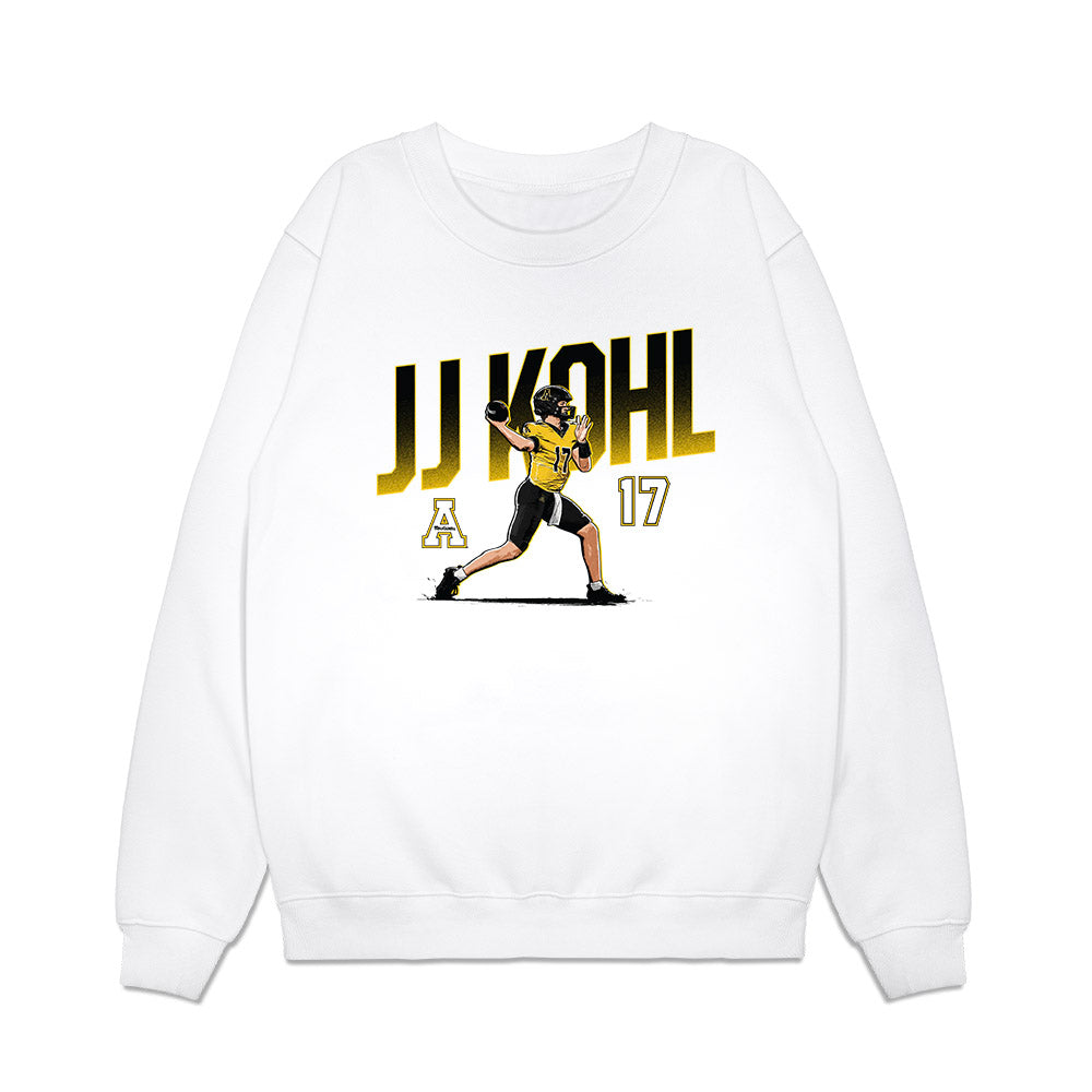 App State - NCAA Football : JJ Kohl - Caricature Premium Crewneck Sweatshirt-0