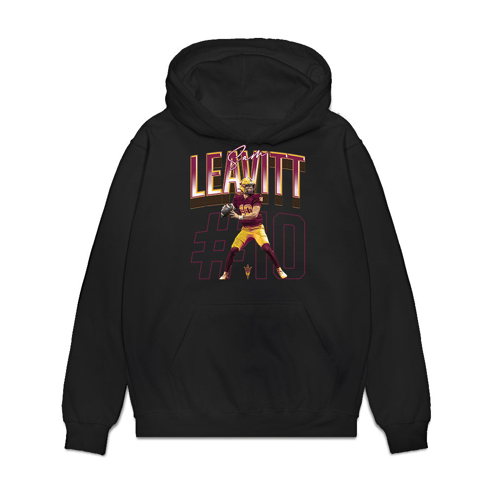 Arizona State - NCAA Football : Sam Leavitt - Caricature Premium Hooded Sweatshirt-0