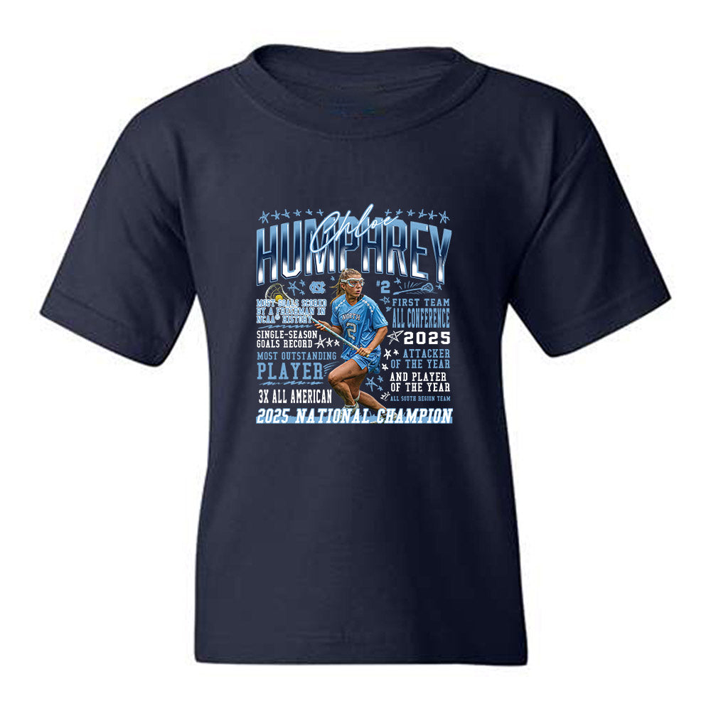 UNC - NCAA Women's Lacrosse : Chloe Humphrey - Accolade Collage Youth T-Shirt-0