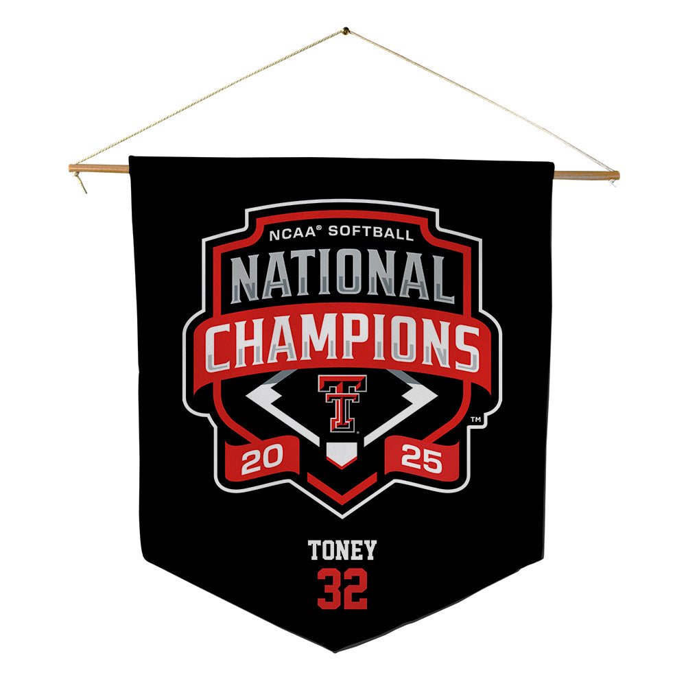 Texas Tech - NCAA Softball : Hailey Toney - NCAA® National Champs Pennant - 18" x 21"-0
