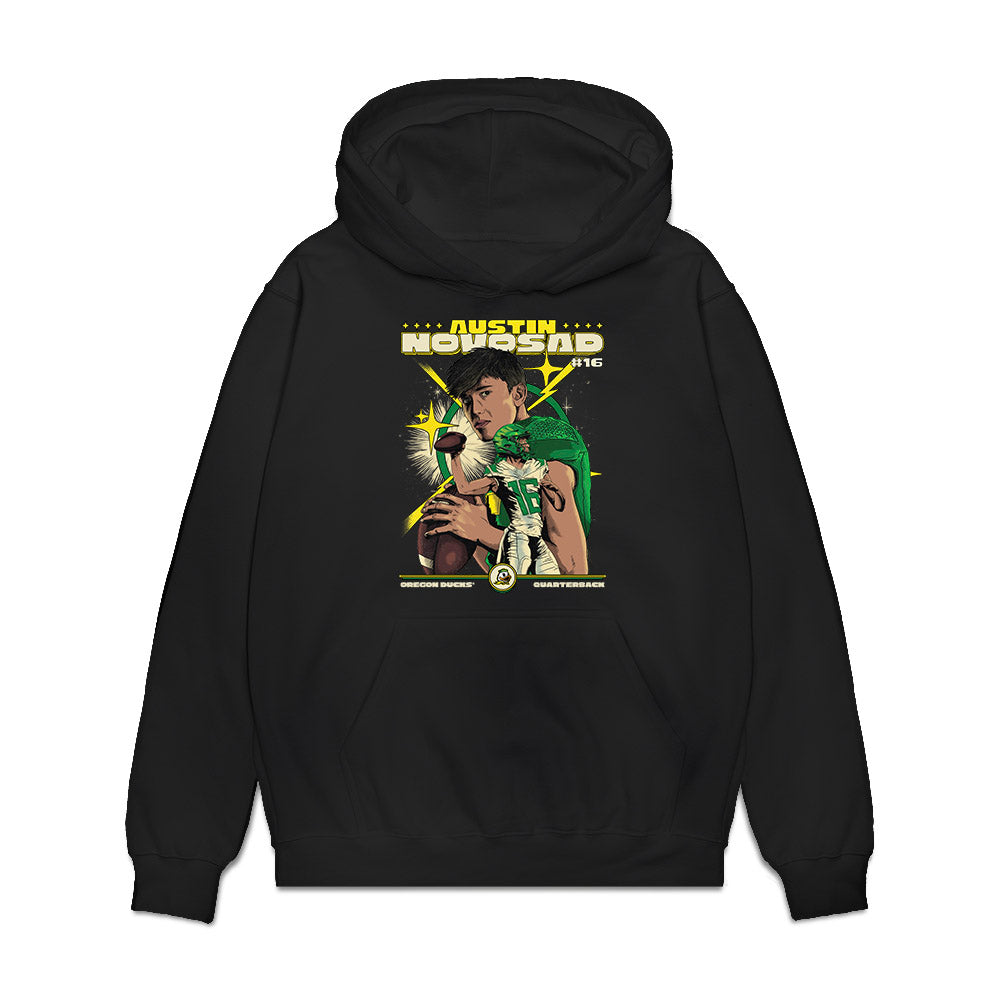 Oregon - NCAA Football : Austin Novosad - Caricature Premium Hooded Sweatshirt-0