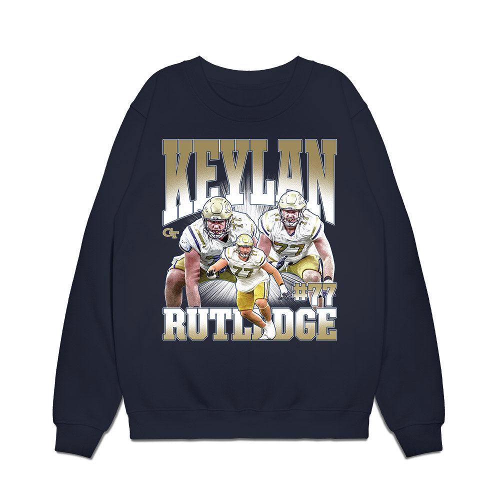Georgia Tech - NCAA Football : Keylan Rutledge - Collage Premium Crewneck Sweatshirt-0