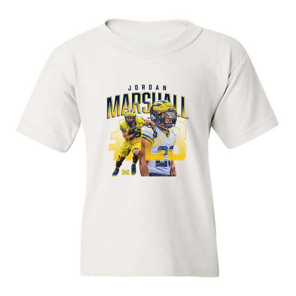 Michigan - NCAA Football : Jordan Marshall - Collage Youth T-Shirt-0
