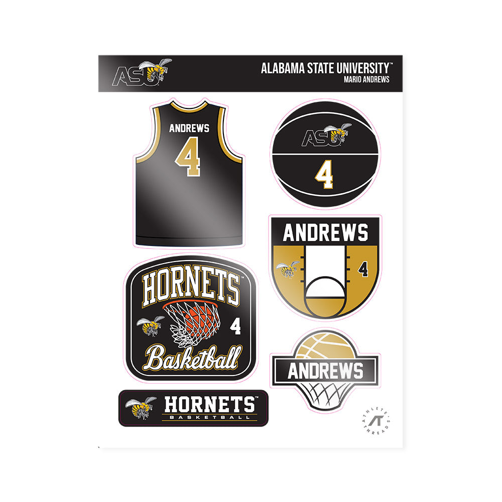 Alabama State - NCAA Men's Basketball : Mario Andrews - Sticker Sheet-0