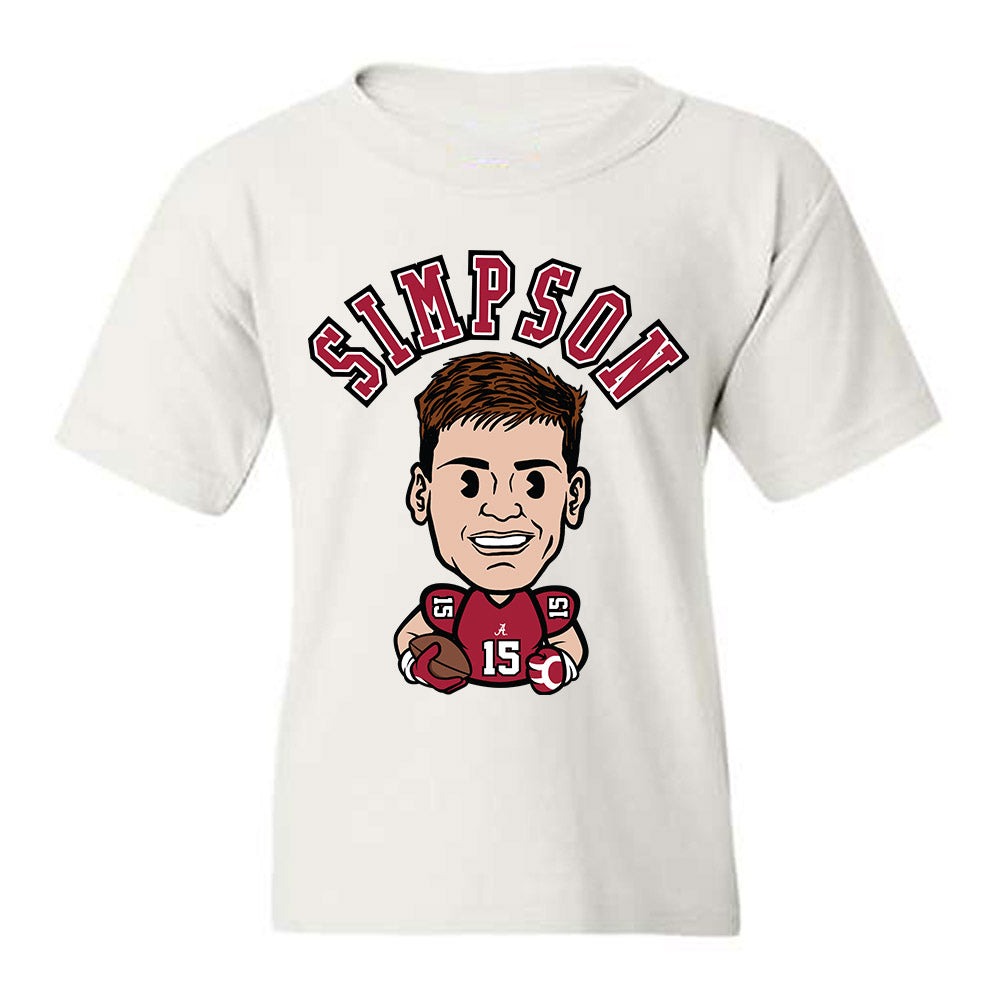 Alabama - NCAA Football : Ty Simpson - Caricature Youth T-Shirt-0