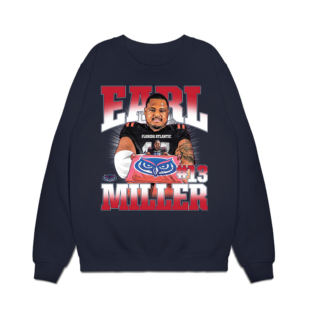 FAU - NCAA Football : Earl Miller - Caricature Premium Crewneck Sweatshirt-0