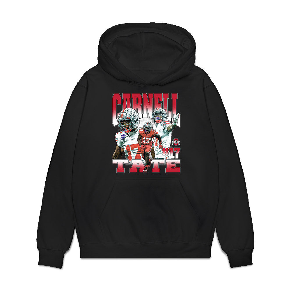 Ohio State - NCAA Football : Carnell Tate - Caricature Premium Hooded Sweatshirt-0