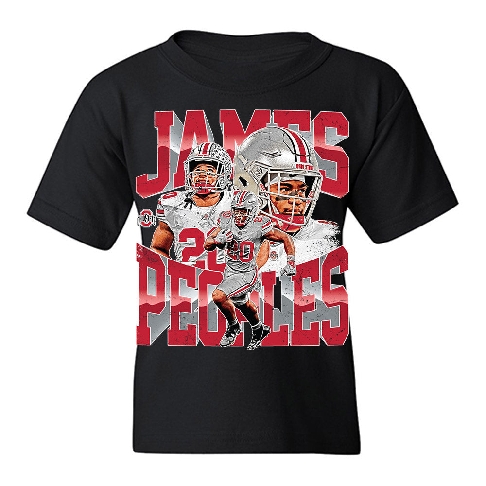 Ohio State - NCAA Football : James Peoples - Caricature Youth T-Shirt-0