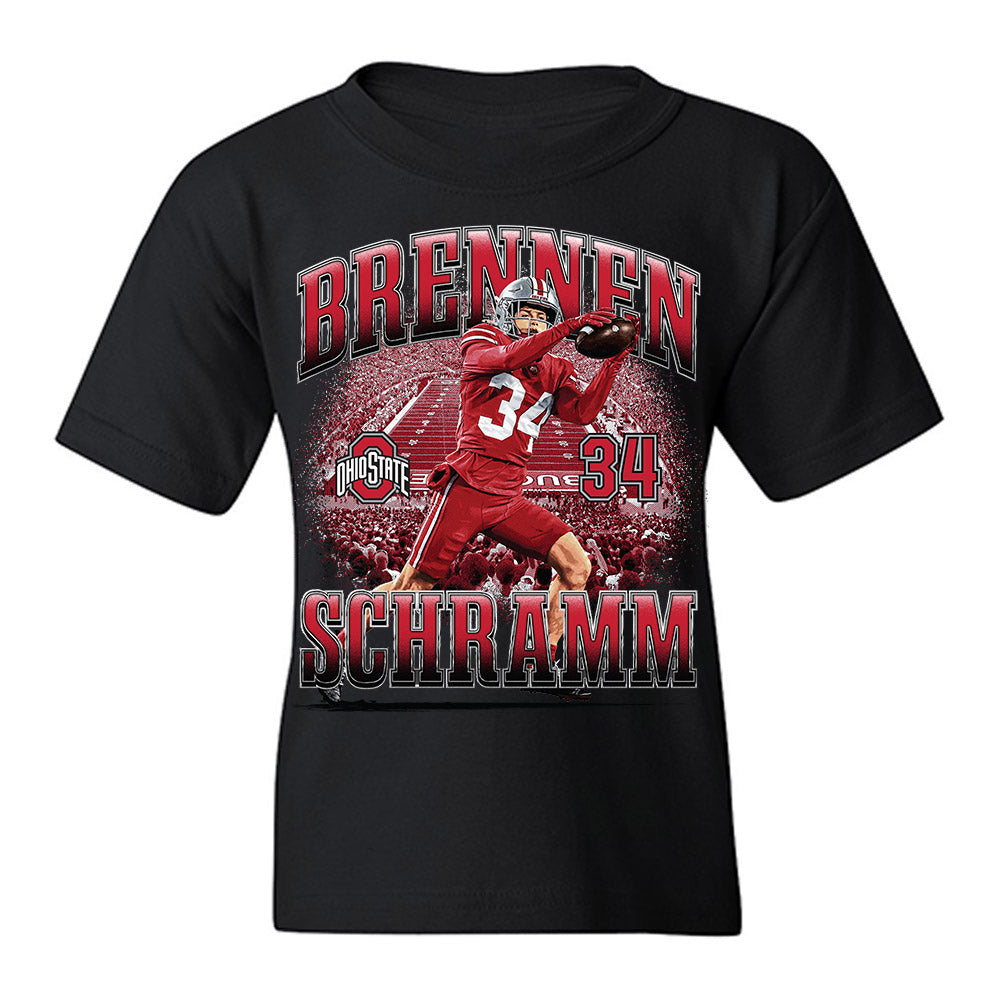 Ohio State - NCAA Football : Brennen Schramm - Caricature Youth T-Shirt-0