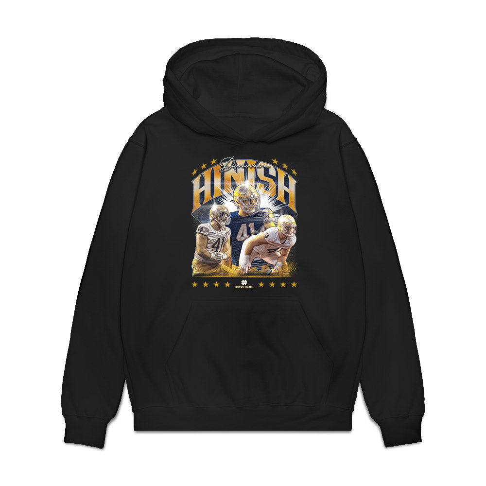 Notre Dame - NCAA Football : Donovan Hinish - Collage Premium Hooded Sweatshirt-0