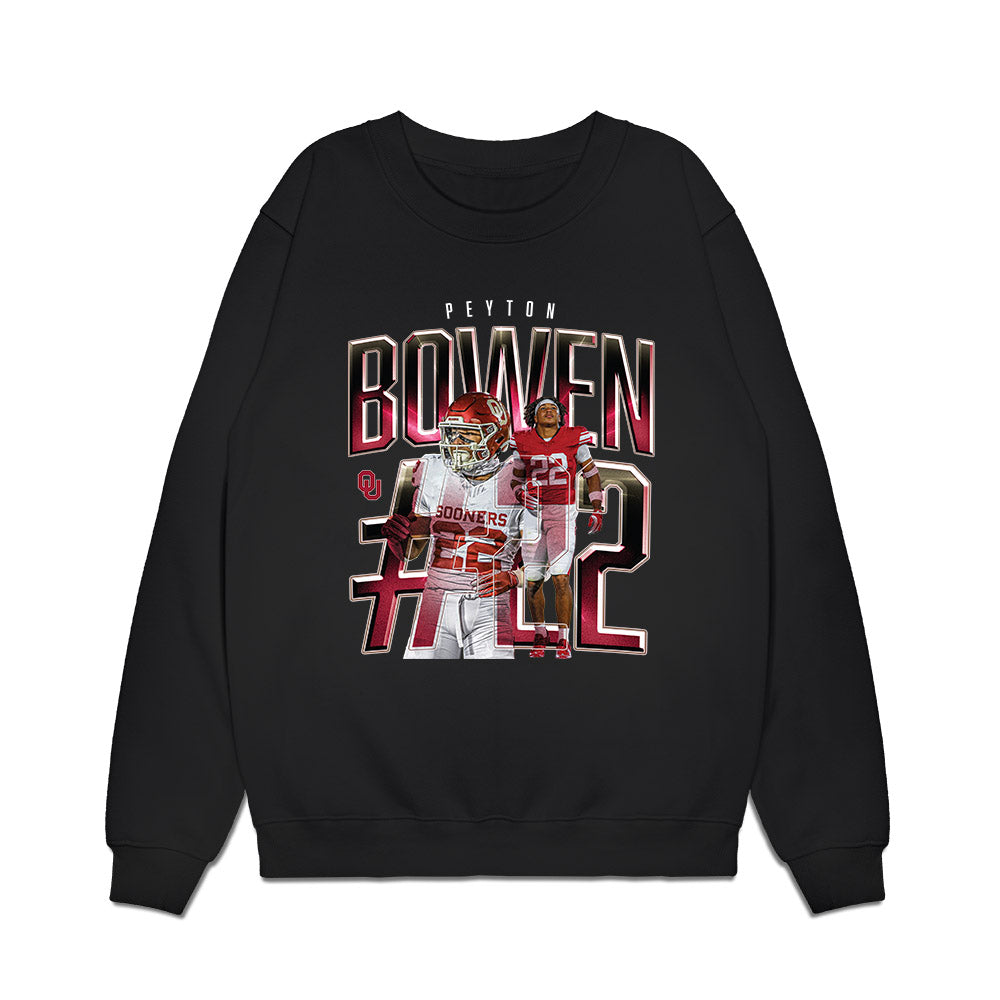 Oklahoma - NCAA Football : Peyton Bowen - Caricature Premium Crewneck Sweatshirt-0