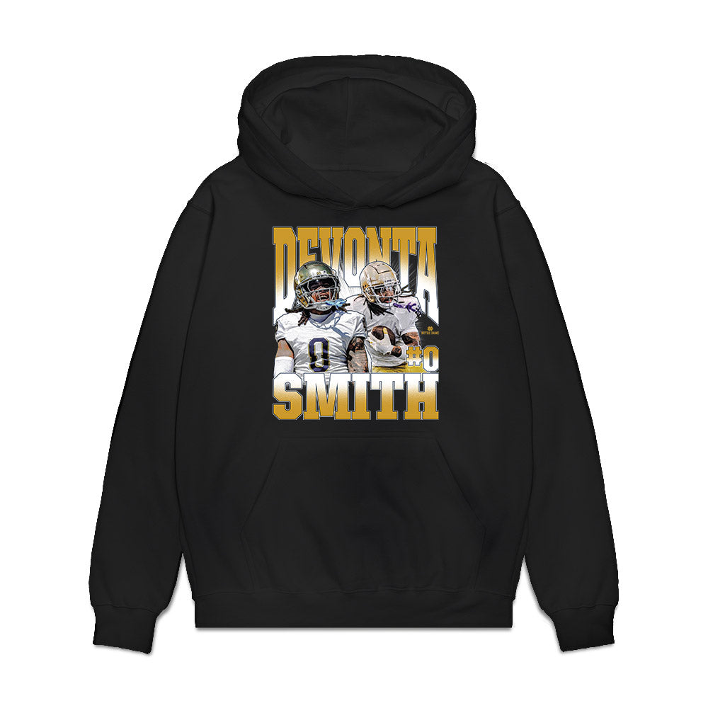 Notre Dame - NCAA Football : DeVonta Smith - Collage Premium Hooded Sweatshirt-0