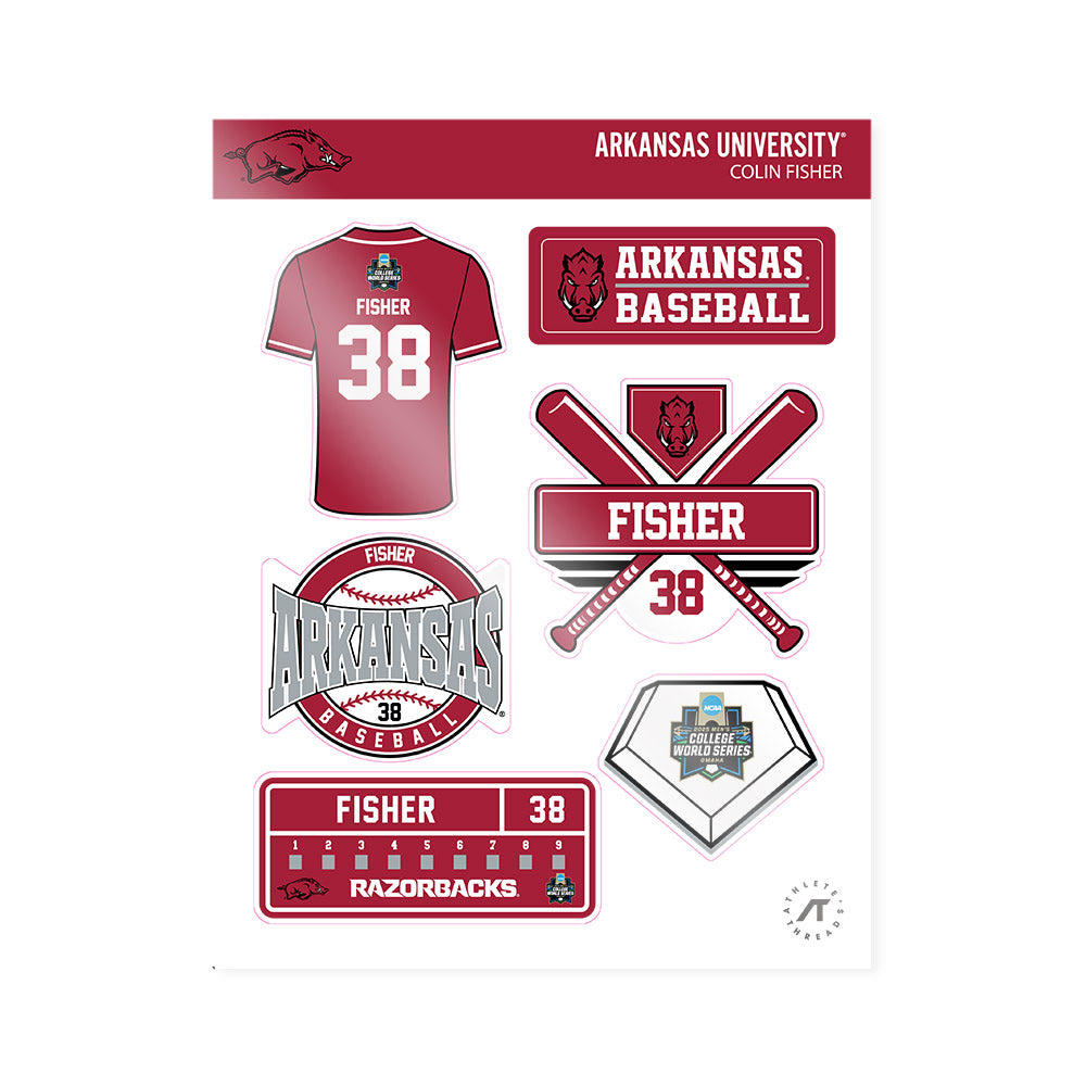 Arkansas - NCAA Baseball : Colin Fisher - NCAA® World Series Sticker Sheet-0