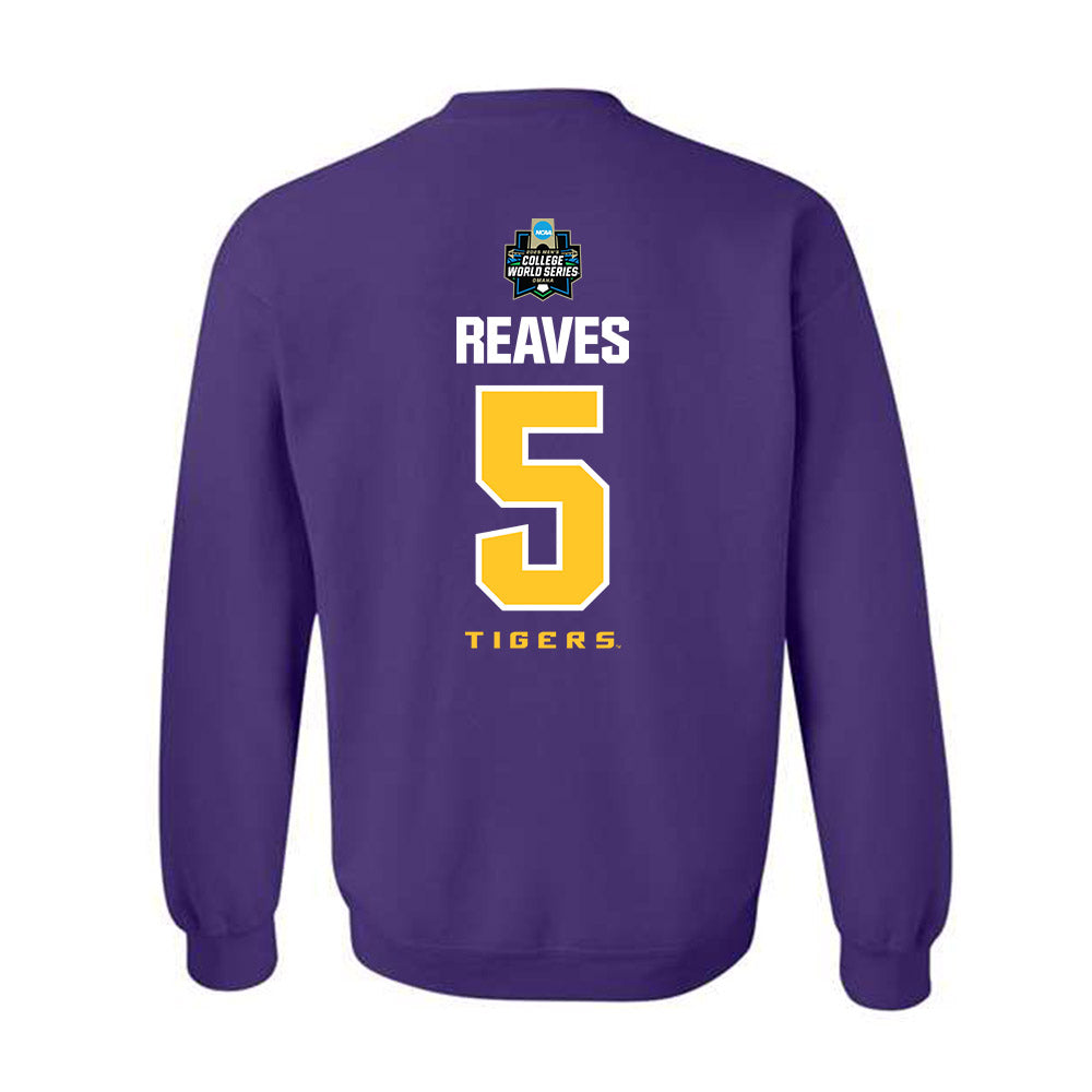 LSU - NCAA Baseball : Tanner Reaves - NCAA® World Series Classic Shersey Crewneck Sweatshirt-1