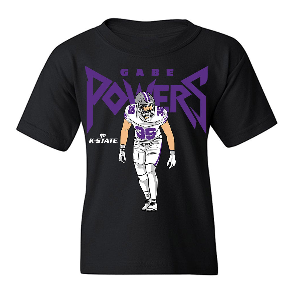 Kansas State - NCAA Football : Gabe Powers - Caricature Youth T-Shirt-0