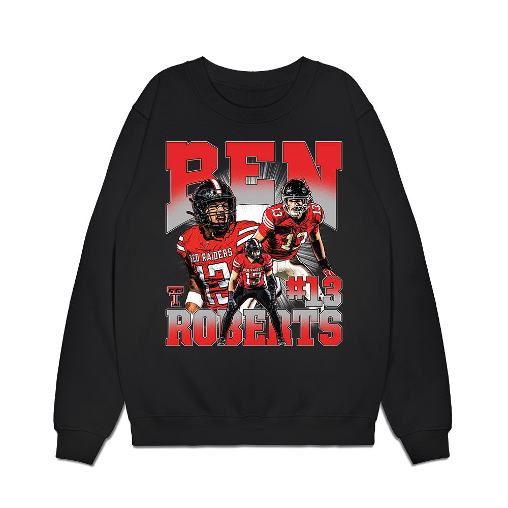 Texas Tech - NCAA Football : Ben Roberts - Caricature Premium Crewneck Sweatshirt-0