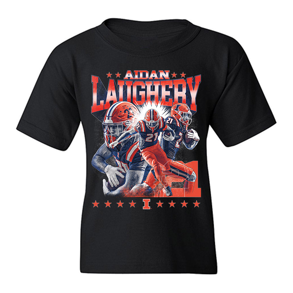 Illinois - NCAA Football : Aidan Laughery - Caricature Youth T-Shirt-0