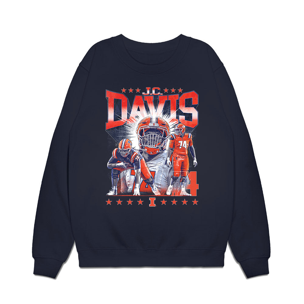 Illinois - NCAA Football : J.C. Davis - Caricature Premium Crewneck Sweatshirt-0