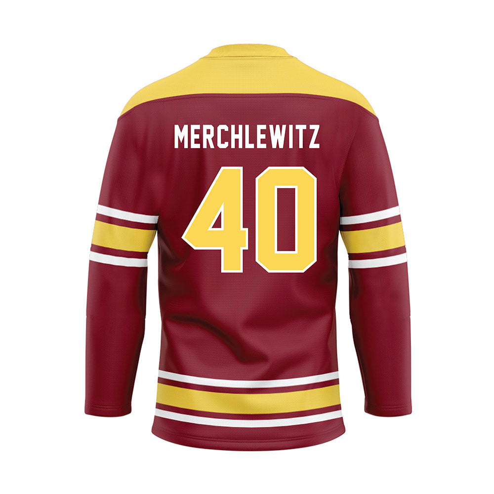 NSU - NCAA Football : Jake Merchlewitz - Maroon Hockey Jersey-1