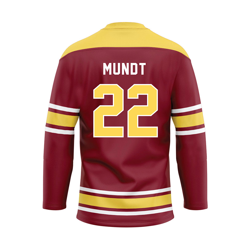 NSU - NCAA Baseball : Christian Mundt - Maroon Hockey Jersey-1